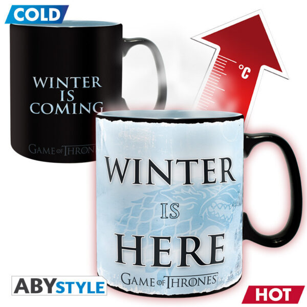 ABYMUG445.jpg Game Of Thrones hőre változó bögre 460 ml Winter is here box