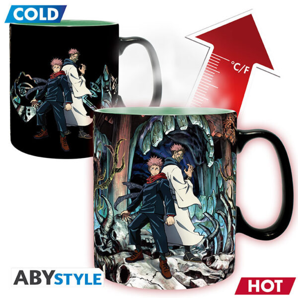 ABYMUGA511.jpg JUJUTSU KAISEN hőre változó bögre 460ml- Itadori&Sukuna