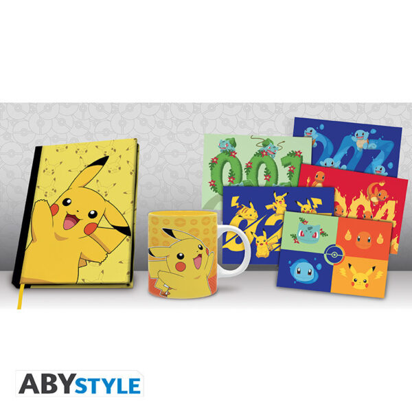 Pokemon Ajándékcsomag A5 Jegyzetfüzet + bögre320ml + Képeslapok Pikachu