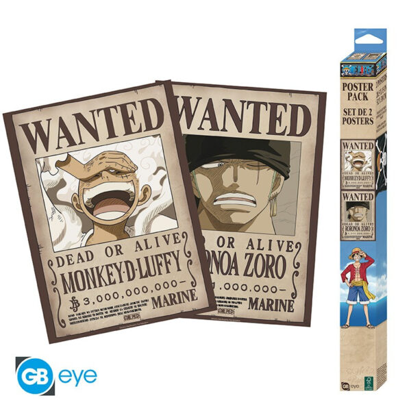One Piece szett 2 Poszters Chibi 52x38 cm Wanted Luffy & Zoro