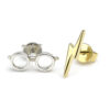 Harry Potter – Lightning Bolt & Glasses sterling silver gold plated earringss