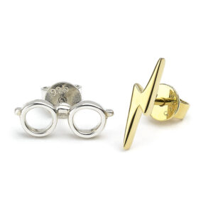 Harry Potter – Lightning Bolt & Glasses sterling silver gold plated earringss